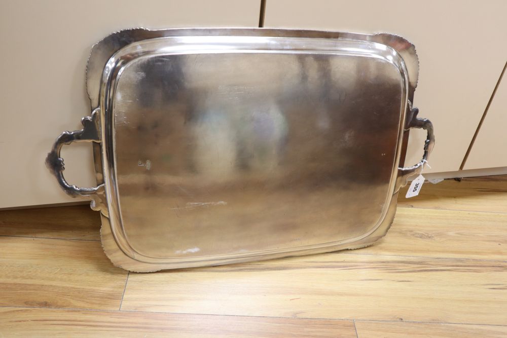 A large silver-plated two handled tray